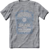 100 Jaar Legendarisch Gerijpt T-Shirt | Blauw - Grijs | Grappig Verjaardag en Feest Cadeau Shirt | Dames - Heren - Unisex | Tshirt Kleding Kado | - Donker Grijs - Gemaleerd - M