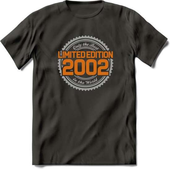 2002 Limited Edition Ring T-Shirt | Zilver - Goud | Grappig Verjaardag en Feest Cadeau Shirt | Dames - Heren - Unisex | Tshirt Kleding Kado | - Donker Grijs - XL