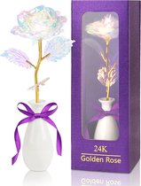 24K Gouden Galaxy Rose, Valentijnsdag Verjaardagscadeaus voor Haar Moeder Vrouwen Vriendin Vrouw Cadeaus voor Verjaardag, Moederdag, Kerstmis, Bruiloft - Valentijn cadeautje