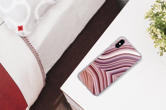 Coque iPhone Xs Max - Pierres Naturelles - Rose - Gros plan - Coque de téléphone en Siliconen
