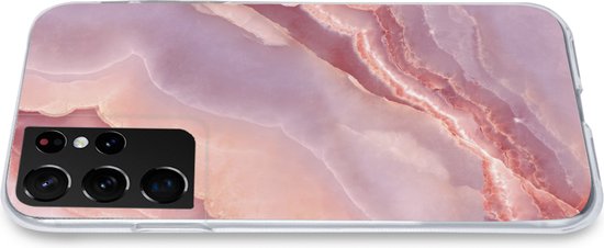 Coque Samsung Galaxy S21 Ultra - Natuursteen - Rose - Gros plan - Siliconen