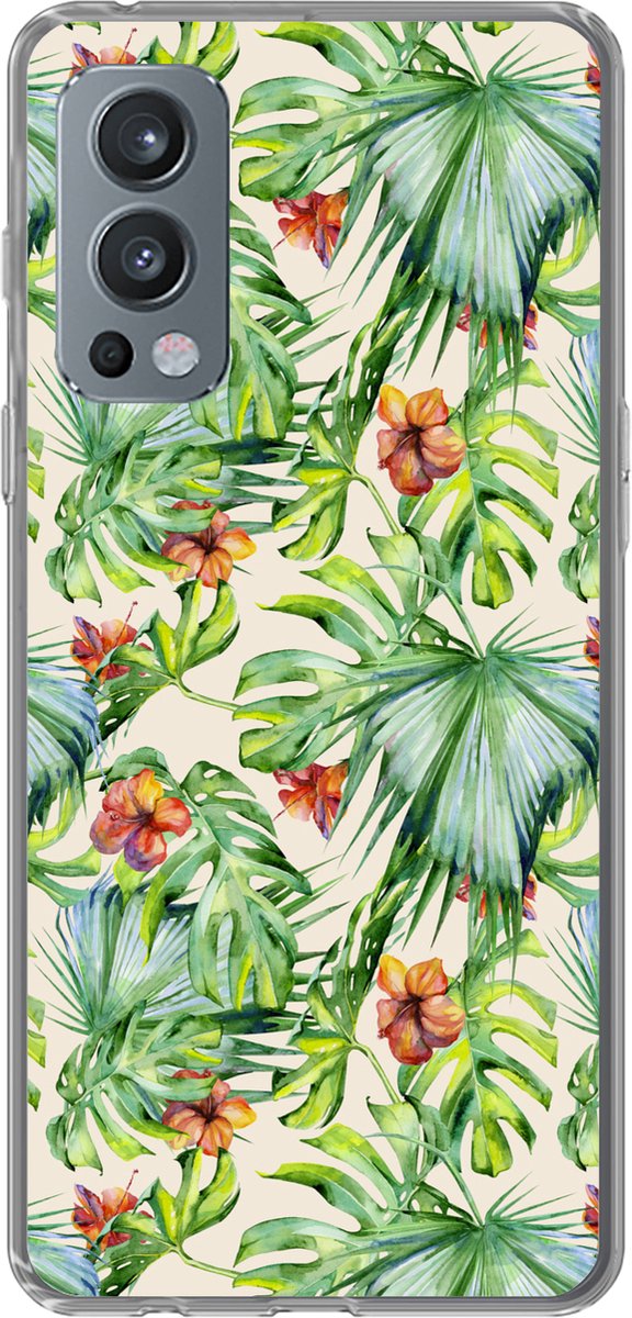 Telefoonhoesje Geschikt voor OnePlus Nord 2 5G hoesje - Bloem - Blad - Patronen - Siliconen Telefoonhoesje Telefoonhoesje