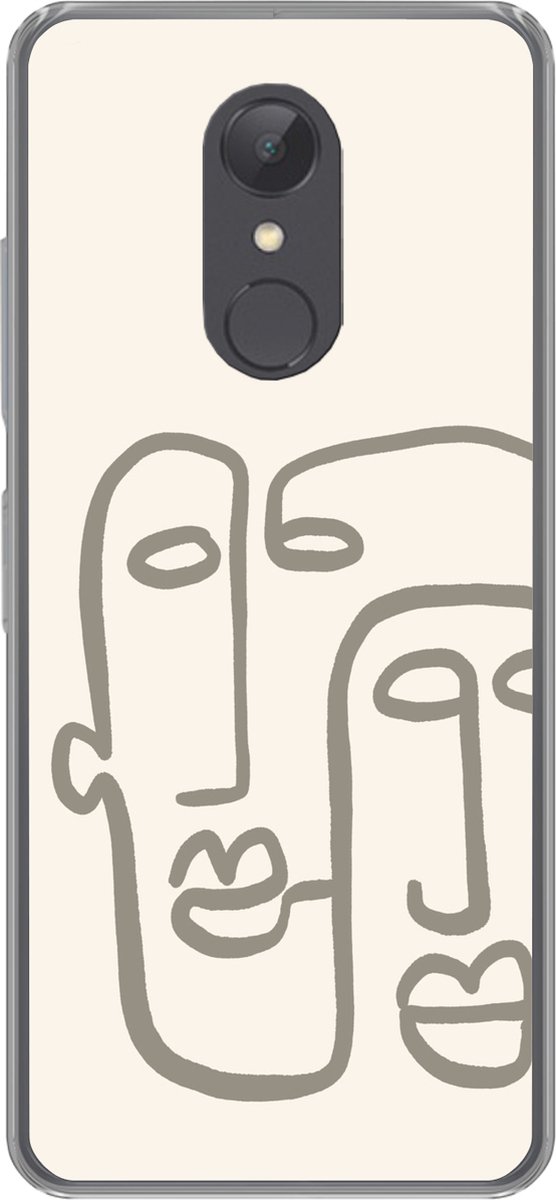 Telefoonhoesje Geschikt voor Xiaomi Geschikt voor Redmi 5 hoesje - Gezicht - Abstract - Line art - Siliconen Telefoonhoesje Telefoonhoesje