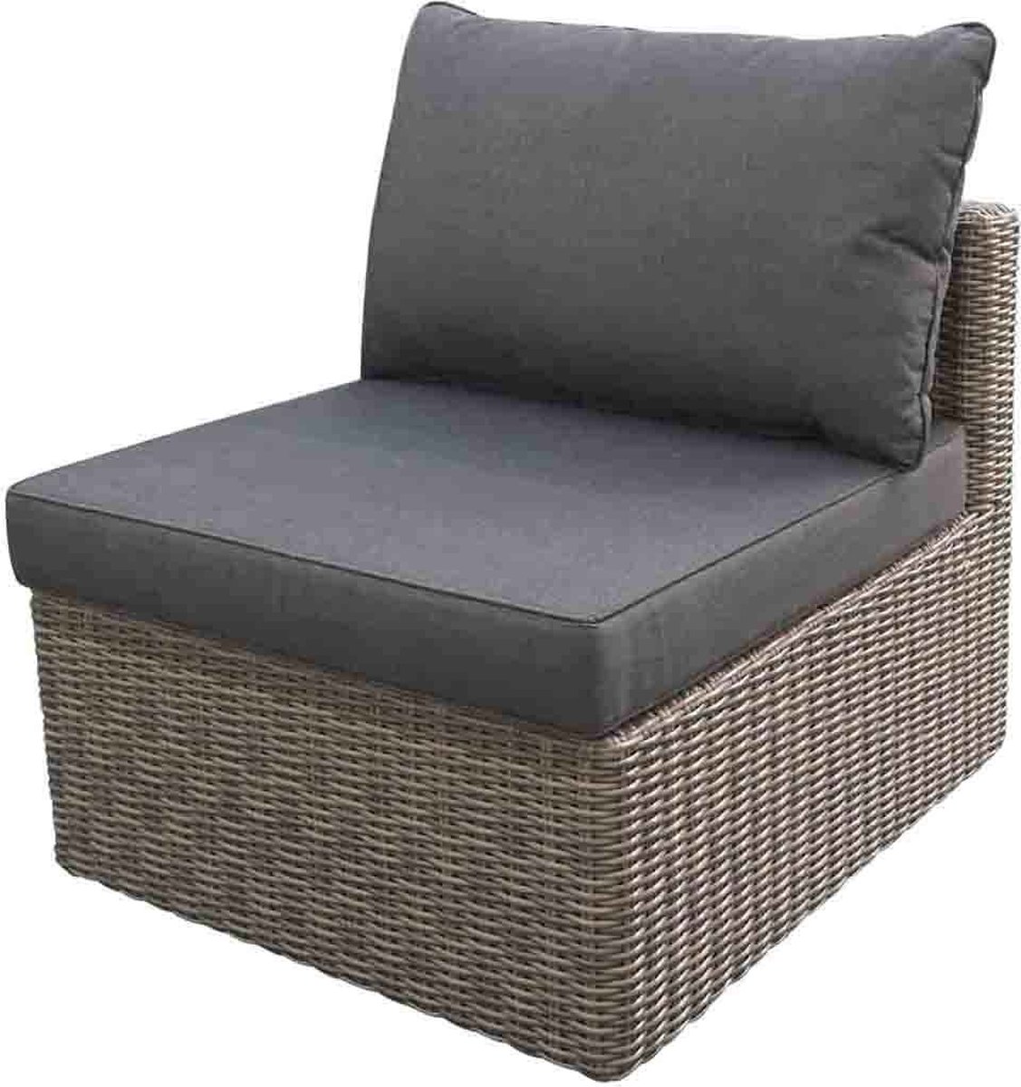 Denza Furniture Roma wicker loungeset tussenmodule | wicker | 81x70cm | kobo grey (donkergrijs/donkerbruin)
