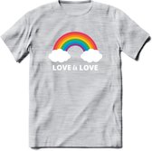 Love Is Love | Pride T-Shirt | Grappig LHBTIQ+ / LGBTQ / Gay / Homo / Lesbi Cadeau Shirt | Dames - Heren - Unisex | Tshirt Kleding Kado | - Licht Grijs - Gemaleerd - XL