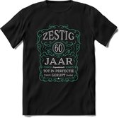 60 Jaar Legendarisch Gerijpt T-Shirt | Aqua - Grijs | Grappig Verjaardag en Feest Cadeau Shirt | Dames - Heren - Unisex | Tshirt Kleding Kado | - Zwart - M