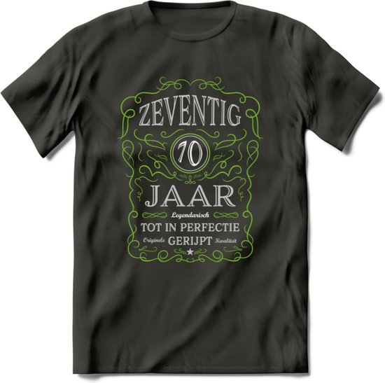 70 Jaar Legendarisch Gerijpt T-Shirt | Groen - Grijs | Grappig Verjaardag en Feest Cadeau Shirt | Dames - Heren - Unisex | Tshirt Kleding Kado | - Donker Grijs - 3XL