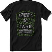 70 Jaar Legendarisch Gerijpt T-Shirt | Groen - Grijs | Grappig Verjaardag en Feest Cadeau Shirt | Dames - Heren - Unisex | Tshirt Kleding Kado | - Zwart - M