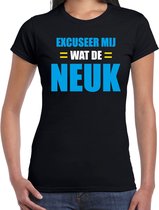 Excuseer mij wat de neuk fun t-shirt - zwart - dames - Feest outfit / kleding / shirt L