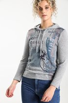 Cassis Dames T-shirt met een capuchon met letterprint en strassteentjes - T-shirt - Maat 42