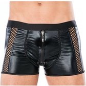 Andalea herenboxers-  wetlook materiaal met ritssluiting - zwart 4XL/5XL