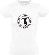 Ik loop alleen maar rondjes Dames T-shirt | hele avond rondjes | elk rondje is anders | festival | rave | Hardcore | hardstyle | Wit