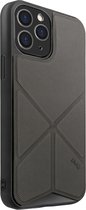 Uniq - iPhone 12 Pro Max, hoesje transforma, stand up charcoal, grijs