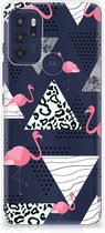 Leuk TPU Back Cover Motorola Moto G60s GSM Hoesje Doorzichtig Flamingo Triangle