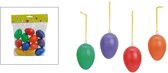 36x Paaseieren paastak hangertjes kleurenmix 6 cm - Pasen versieringen