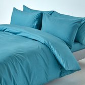 Deco Milano, Dekbedovertrek , hoog kwaliteit 100% Katoensatijn, Aqua Blauw , 200 x 220 2x kussenslopen