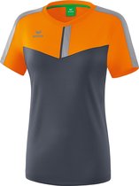 Erima Squad T-Shirt Dames Slate Grijs-Monument Grijs-New Oranje Maat 44