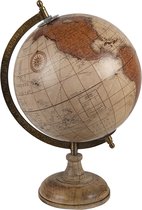 Clayre & Eef Wereldbol 22x37 cm Beige Bruin Hout Ijzer Globe