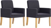 vidaXL Eetkamerstoelen 2 st stof donkergrijs