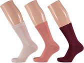 Kleurrijke dames sokken | Multi Roze | 3-Pak | Maat 35/42 | Damessokken maat 35 38 | Damessokken maat 39 42 | Sokken Dames | Sokken Dames 39 42 | Multipack sokken | Apollo