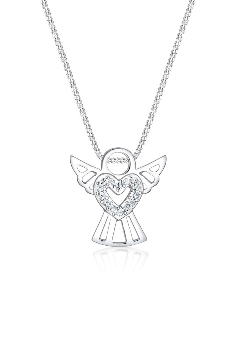 Elli - Halsketting - Dames Angelhart Hanger Speels Kristallen 925 Zilver - Dames