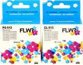 FLWR - Inktcartridge / PG-512 / CL-513/ Zwart & Kleur 2-Pack - Geschikt voor Canon