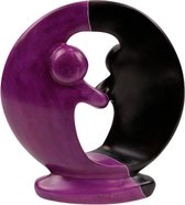 Beeld natuursteen - Rond - Abstract - Steen - Zwart, paars - 20x24 cm - Fairtrade - Sarana