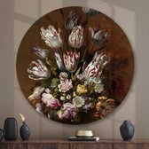 Artistic Lab Poster - Muurcirkel Flowers Bollongier Round Dibond - 270 X 320 Cm - Multicolor