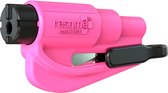 ResQMe Veiligheidshamer Roze – Inclusief zonneklep clip - Sleutelhanger - Origineel- Lifehammer - Noodhamer - Reddingshamer - Gordelsnijder – Auto hamer