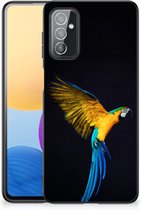 Bumper Hoesje Geschikt voor Samsung Galaxy M52 GSM Hoesje met Zwarte rand Papegaai