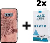 Backcover Fashion Mini Wallet Hoesje Samsung Galaxy S10e Roségoud - 2x Gratis Screen Protector - Telefoonhoesje - Smartphonehoesje