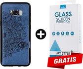 Backcover Fashion Mini Wallet Hoesje Samsung Galaxy S8 Plus Blauw - Gratis Screen Protector - Telefoonhoesje - Smartphonehoesje