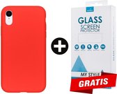 Siliconen Backcover Hoesje iPhone XR Rood - Gratis Screen Protector - Telefoonhoesje - Smartphonehoesje