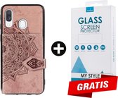 Backcover Fashion Mini Wallet Hoesje Samsung Galaxy A40 Roségoud - Gratis Screen Protector - Telefoonhoesje - Smartphonehoesje