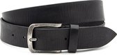 Heren jeans riem zwart 4 cm breed - Zwart - Casual - Echt Leer - Taille: 110cm - Totale lengte riem: 125cm