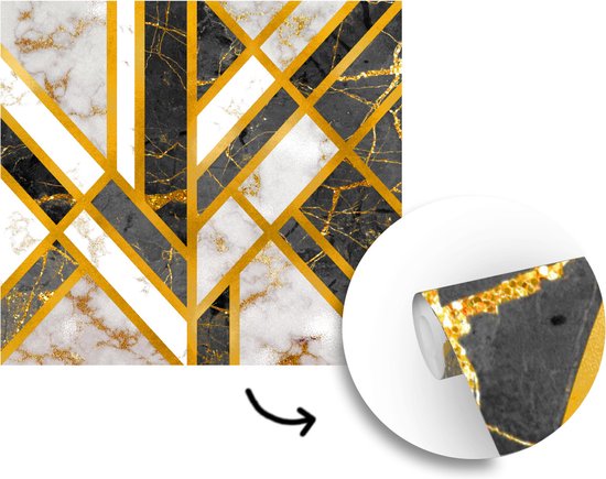 Papier Peint - Papier Papier peint photo Marbre - Or - Luxe - Largeur 300 cm x Hauteur 300 cm