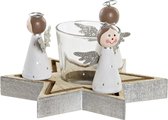 Kerstkaarshouder DKD Home Decor Kristal Hout (17 x 17 x 9 cm)