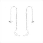 Aramat jewels ® - Doortrek oorbellen maan zilverkleurig chirurgisch staal 10 cm