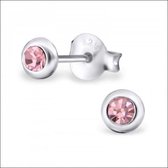 Aramat jewels ® - Zilveren oorbellen 4mm rond licht roze swarovski elements kristal