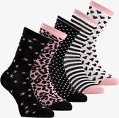 5 paar dames sokken met print - Roze - Maat 39/42
