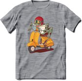 Casual scooter kikker T-Shirt Grappig | Dieren reptiel Kleding Kado Heren / Dames | Animal Skateboard Cadeau shirt - Donker Grijs - Gemaleerd - XXL