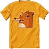 Friendly fox T-Shirt Grappig | Dieren vos Kleding Kado Heren / Dames | Animal Skateboard Cadeau shirt - Geel - XL