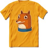 Casual vos T-Shirt Grappig | Dieren Kleding Kado Heren / Dames | Animal Skateboard Cadeau shirt - Geel - XL