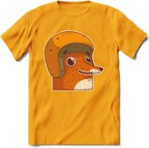Safety fox T-Shirt Grappig | Dieren vos Kleding Kado Heren / Dames | Animal Skateboard Cadeau shirt - Geel - L