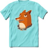 Casual vos T-Shirt Grappig | Dieren fox Kleding Kado Heren / Dames | Animal Skateboard Cadeau shirt - Licht Blauw - XXL