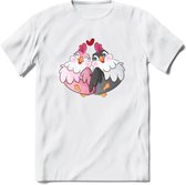 Tortelduifjes - Valentijn T-Shirt | Grappig Valentijnsdag Cadeautje voor Hem en Haar | Dames - Heren - Unisex | Kleding Cadeau | - Wit - M