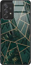 Samsung A52s hoesje glass - Abstract groen | Samsung Galaxy A52 5G case | Hardcase backcover zwart
