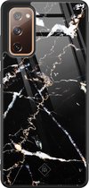 Casimoda® hoesje - Geschikt voor Samsung Galaxy S20 FE - Marmer Zwart - Luxe Hard Case Zwart - Backcover telefoonhoesje - Zwart