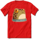 Kikkker vriend T-Shirt Grappig | Dieren reptielen Kleding Kado Heren / Dames | Animal Skateboard Cadeau shirt - Rood - L