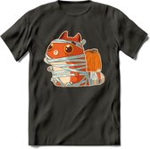 Mummy kat T-Shirt Grappig | Dieren katten halloween Kleding Kado Heren / Dames | Animal Skateboard Cadeau shirt - Donker Grijs - XXL